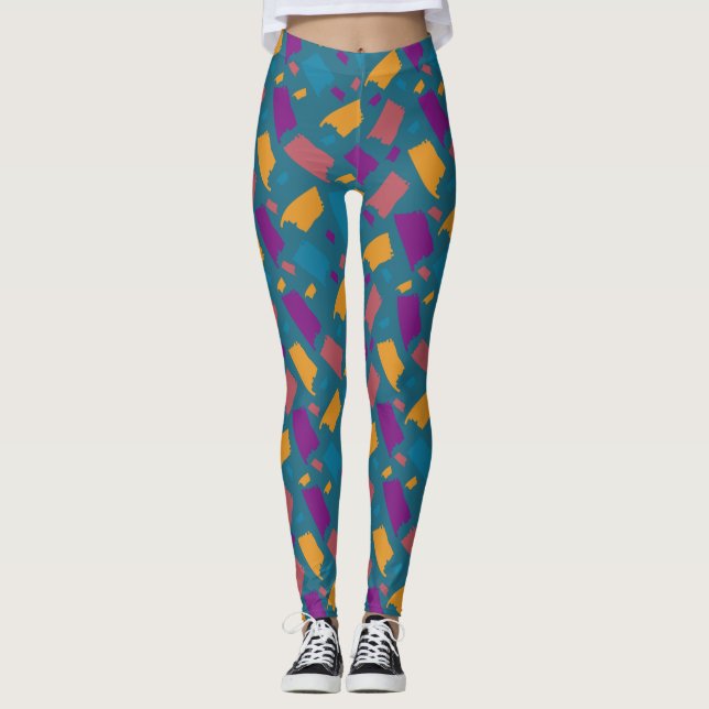 Very Colourful Uneven Pattern Leggings (Front)