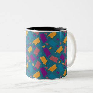 Very Colourful Uneven Pattern Two-Tone Coffee Mug