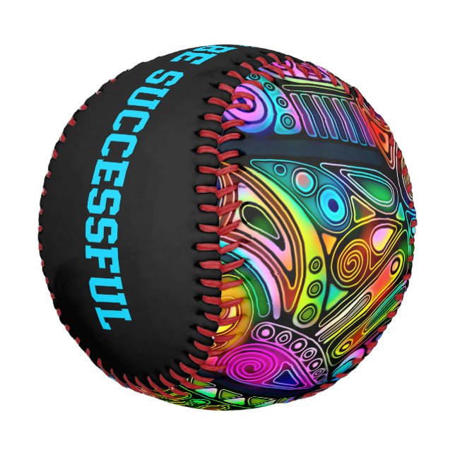 Very colourfully abstract forms art 10 baseball (Angled)
