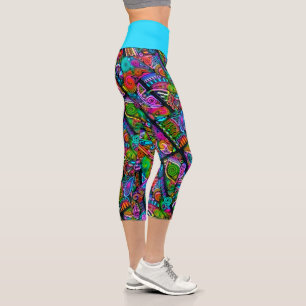 Very colourfully abstract forms art 10 capri leggings