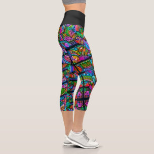Very colourfully abstract forms art 10 capri leggings