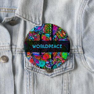 Very colourfully abstract forms art 10 cm round badge