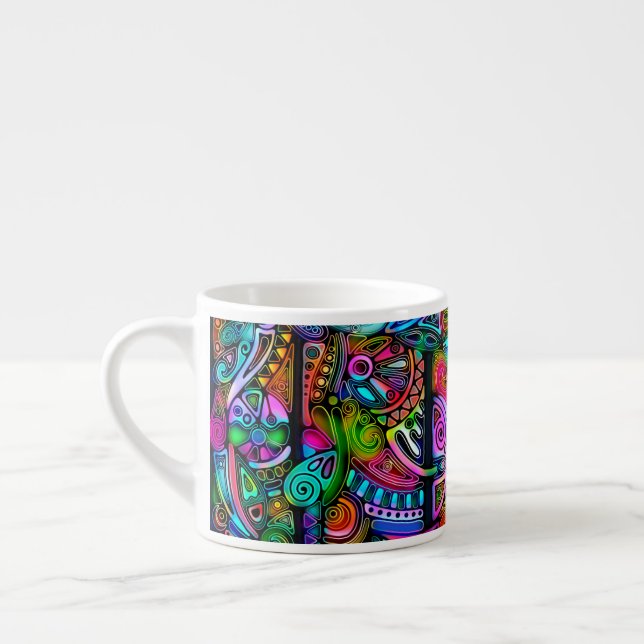 Very colourfully abstract forms art 10 espresso cup (Left)