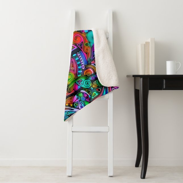 Very colourfully abstract forms art 10 sherpa blanket (In Situ)