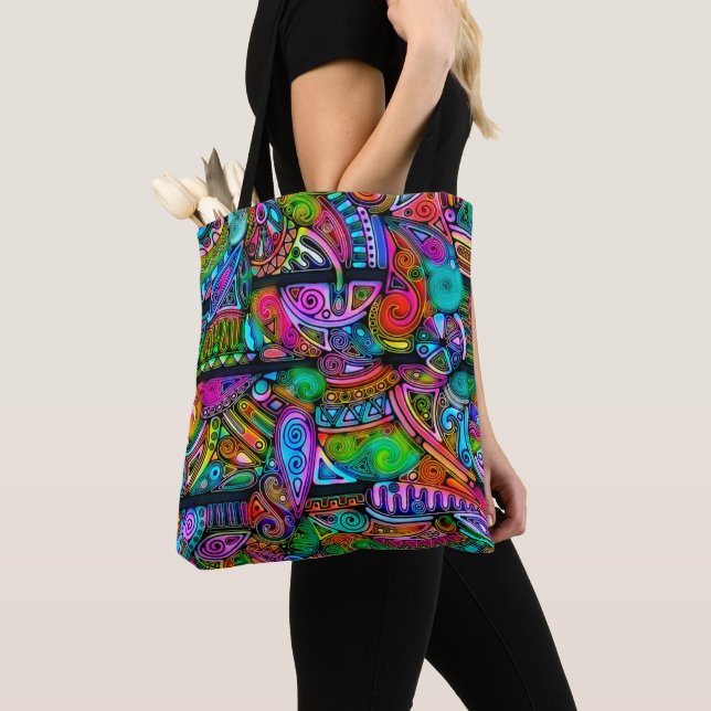 Very colourfully abstract forms art 10 tote bag (Close Up)