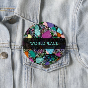 Very colourfully abstract forms art 11 10 cm round badge