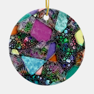 Very colourfully abstract forms art 11 ceramic tree decoration