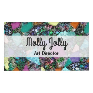 Very colourfully abstract forms art 11 name tag