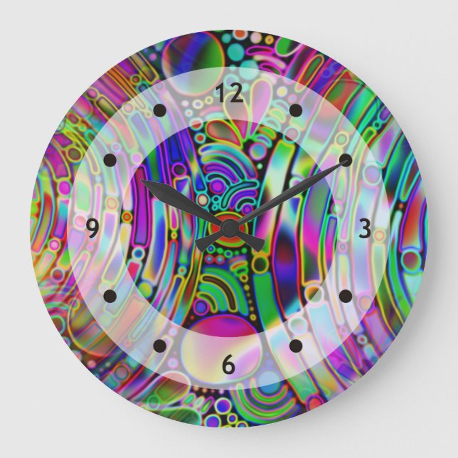 Very colourfully abstract forms art 1 large clock (Front)