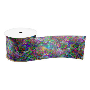Very colourfully abstract forms art 1 satin ribbon