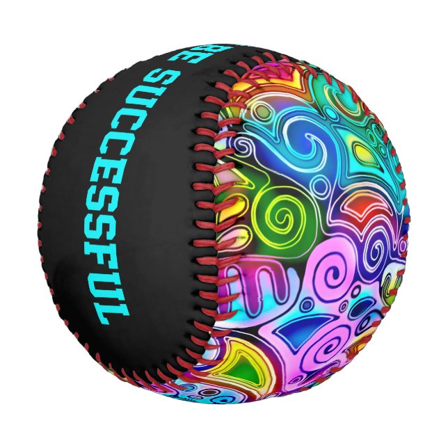 Very colourfully abstract forms art 9 baseball (Angled)