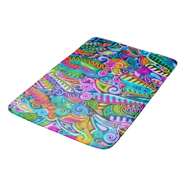 Very colourfully abstract forms art 9 bath mat (Angled)
