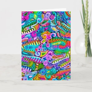 Very colourfully abstract forms art 9 card