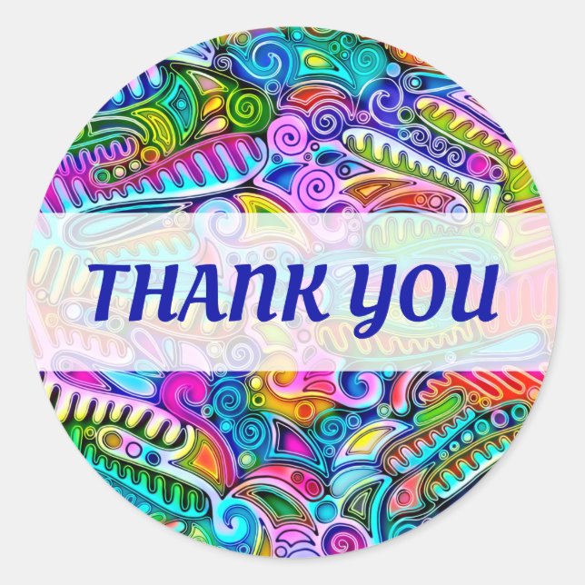 Very colourfully abstract forms art 9 classic round sticker (Front)