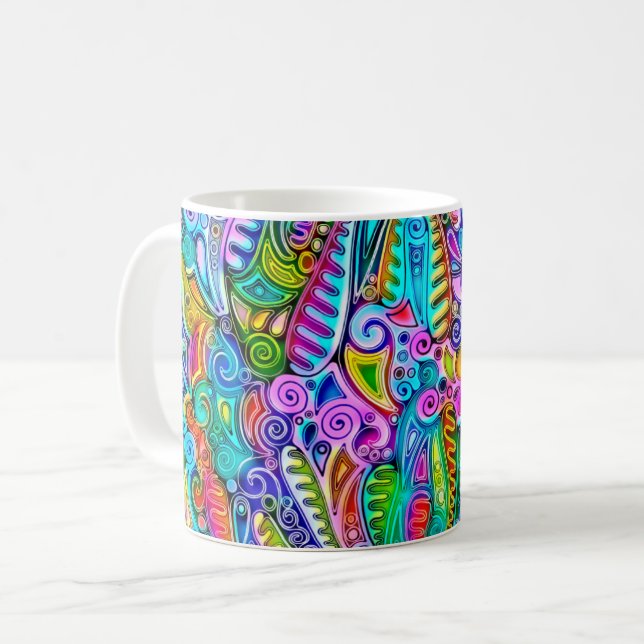 Very colourfully abstract forms art 9 coffee mug (Front Left)