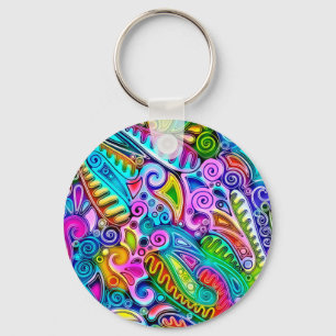 Very colourfully abstract forms art 9 key ring