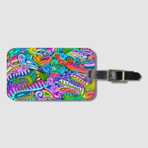Very colourfully abstract forms art 9 luggage tag