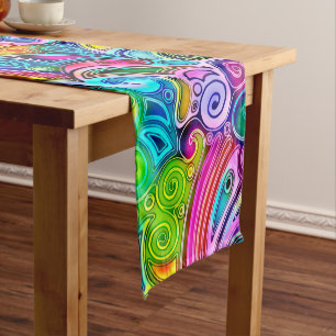 Very colourfully abstract forms art 9 short table runner