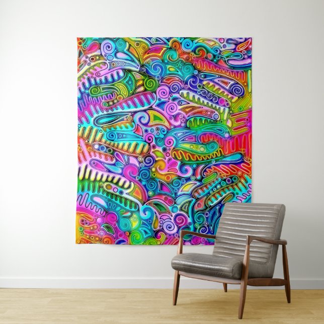 Very colourfully abstract forms art 9 tapestry (In Situ)