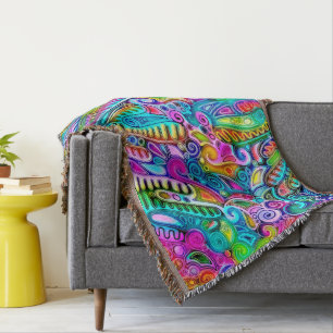 Very colourfully abstract forms art 9 throw blanket