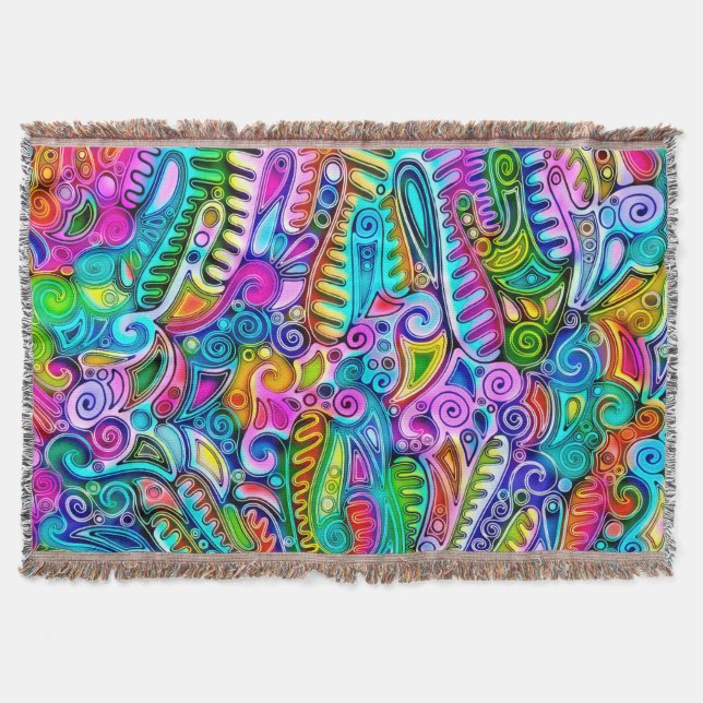 Very colourfully abstract forms art 9 throw blanket (Front)