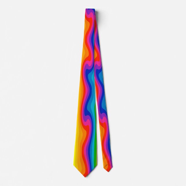 Very Cool and Colorful Rainbow Swirling Tie (Front)