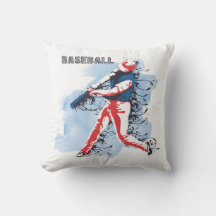 Very Cool and Colourful Baseball Player Swinging Cushion