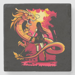Very Cool and Colourful Dragon Slayer Drawing Stone Coaster