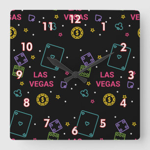 Very Cool and Colourful Las Vegas Casino Gambling Square Wall Clock