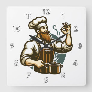 Very Cool and Colourful Perfect Chef Square Wall Clock