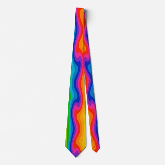 Very Cool and Colourful Rainbow Swirling Tie (Front)