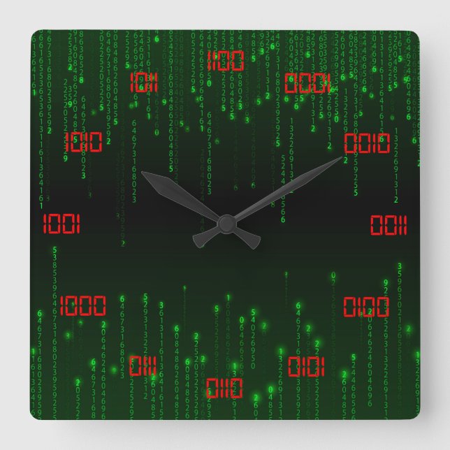 Very Cool and Creative Binary System Square Wall Clock (Front)