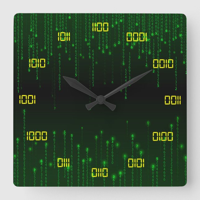 Very Cool and Creative Binary System Square Wall Clock (Front)