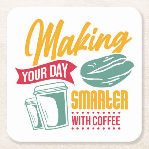 Very Cool and Cute Coffee or Java Square Paper Coaster