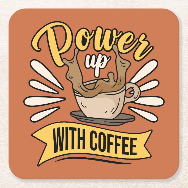 Very Cool and Cute Coffee or Java Square Paper Coaster (Front)