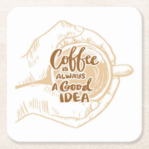 Very Cool and Cute Coffee or Java Square Paper Coaster