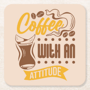 Very Cool and Cute Coffee or Java Square Paper Coaster