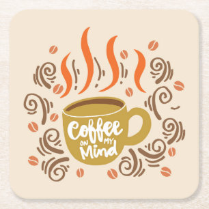 Very Cool and Cute Coffee or Java Square Paper Coaster