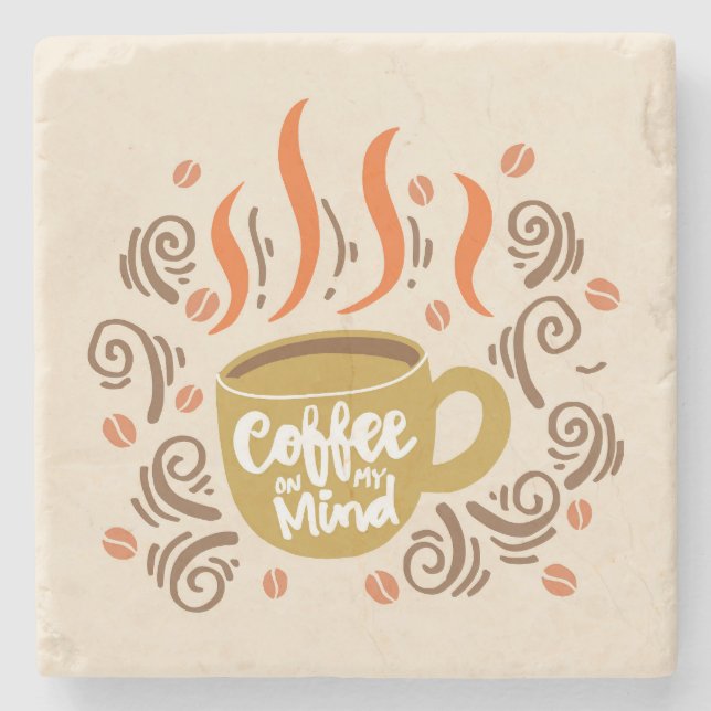 Very Cool and Cute Coffee or Java Stone Coaster (Front)