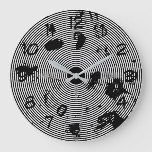 Very Cool Black and White Abstract Pattern Large Clock