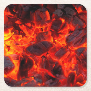 Very Cool Burning Coals Square Paper Coaster