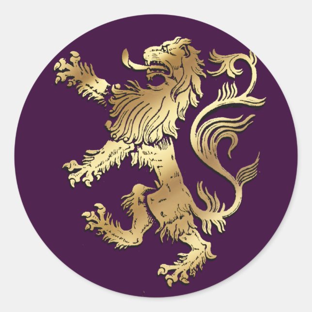 Very cool coat of arms style lion for gifting classic round sticker (Front)