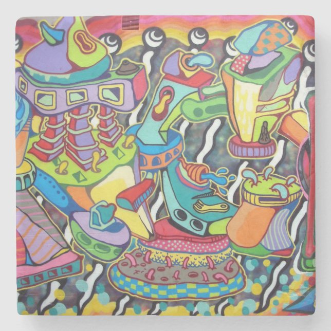 Very Cool & Colourful Graffiti Street Art Stone Coaster (Front)