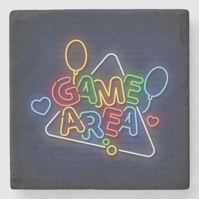 Very Cool & Colourful Simulated Neon Sign Game Are Stone Coaster (Front)