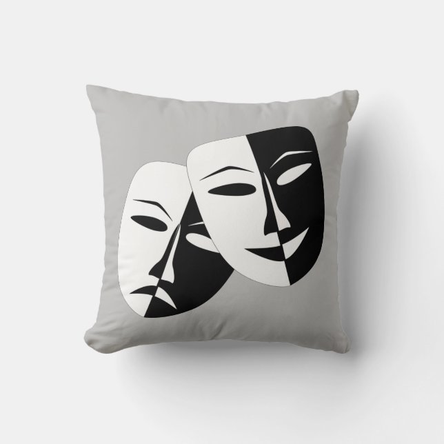 Very Cool Comedy and Tragedy Theatre Masks Cushion (Front)
