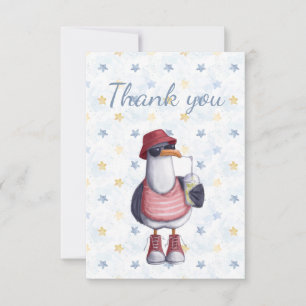 Very Cool Cute Seagull Vacation TravelThank You Thank You Card