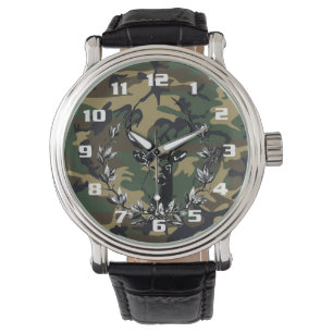 Very Cool Deer On Woodland Camo Pattern Watch