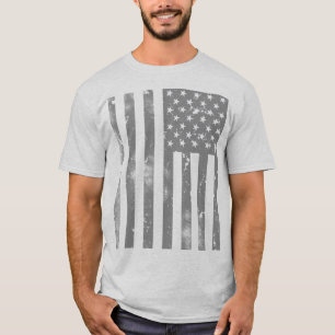 Very Cool Distressed Grey American Flag T-Shirt