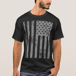 Very Cool Distressed Silver Grey American Flag T-Shirt