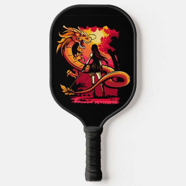 Very Cool Dragon Slayer Sketch Pickleball Paddle (Front)